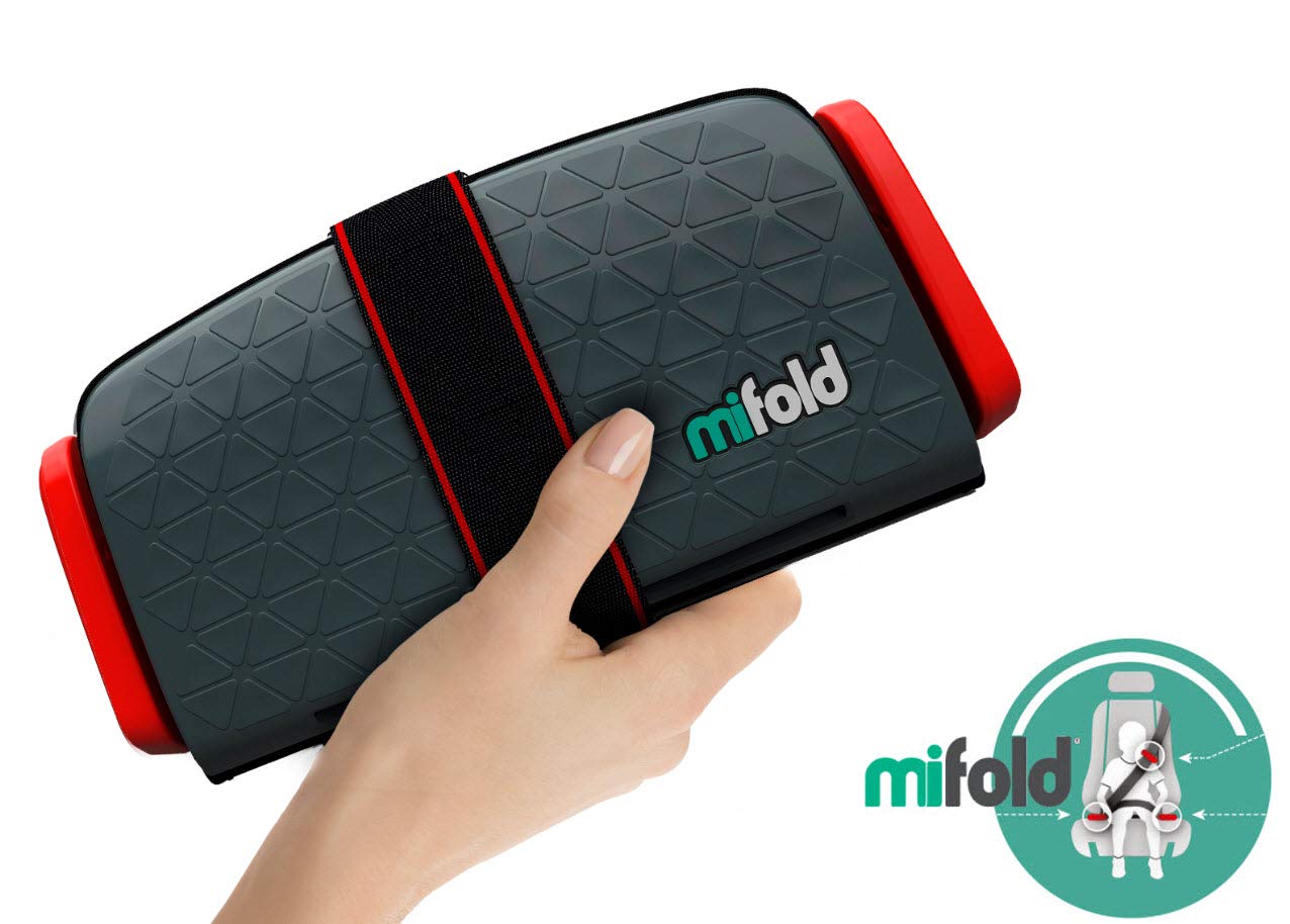 Mifold - Child booster seat 10 x more compact than conventional booster seat - portable - ideal for travel - complies with European regulation - from 15 to 45 kg - colour: blue