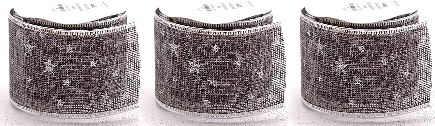 Daro Decorative Ribbon 6.3 Cm X 2.7 M In Grey Or Natural - Pack Of 1 Or 3 P