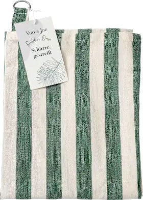 Apron made of cotton, green stripes (85x75 cm), 1 piece