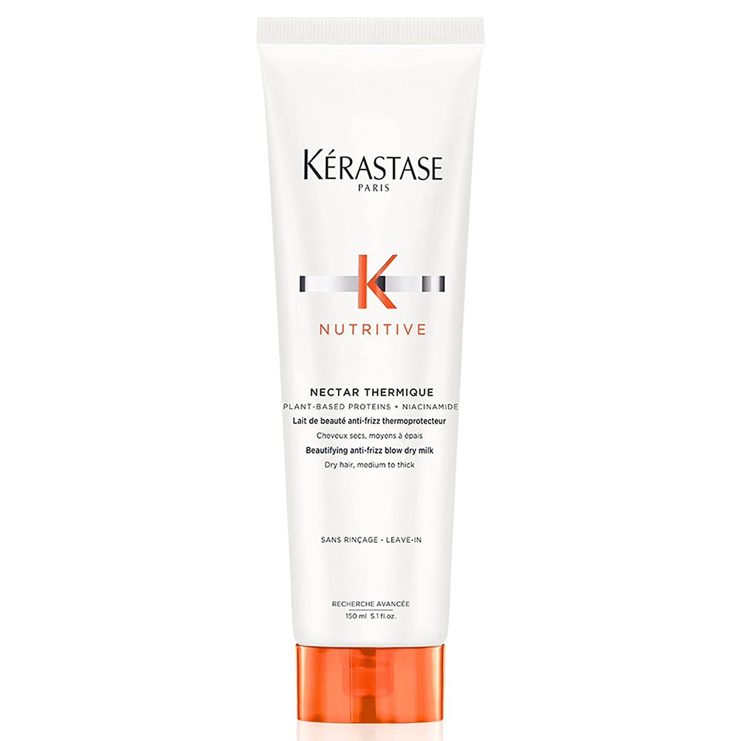 Kérastase Nutritive Nourishing Heat Protection for Dry, Fine to Medium Hair, For More Shine and Softness, Nectar Thermique Beautifying Anti-Frizz Blow Dry Milk, Nutritive, 150 ml