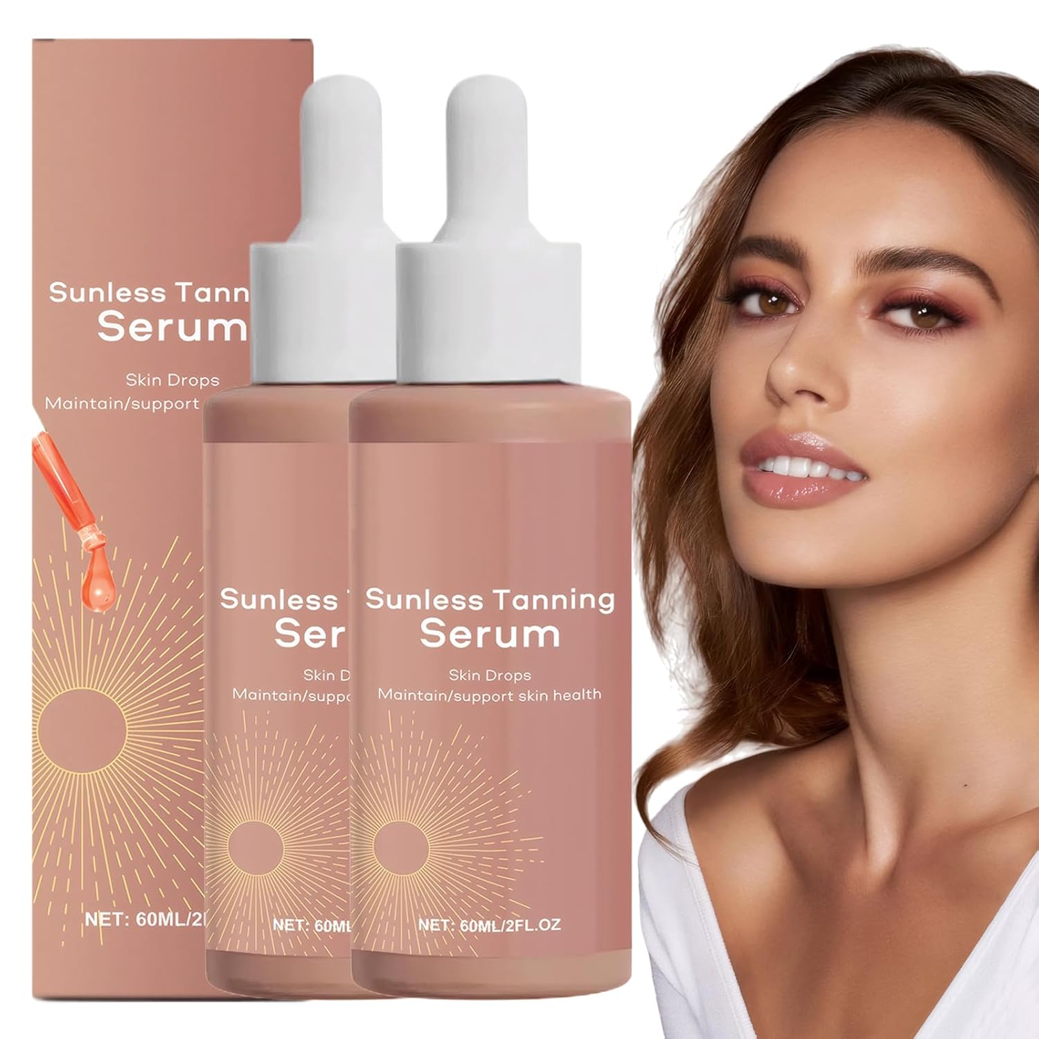 Pack of 2 Tanning Drops Self Tanning Drops Sunless Tanning Drop To Naturally Boost Melani for a Suntanned Shine Without The Sun Damage 60 ml
