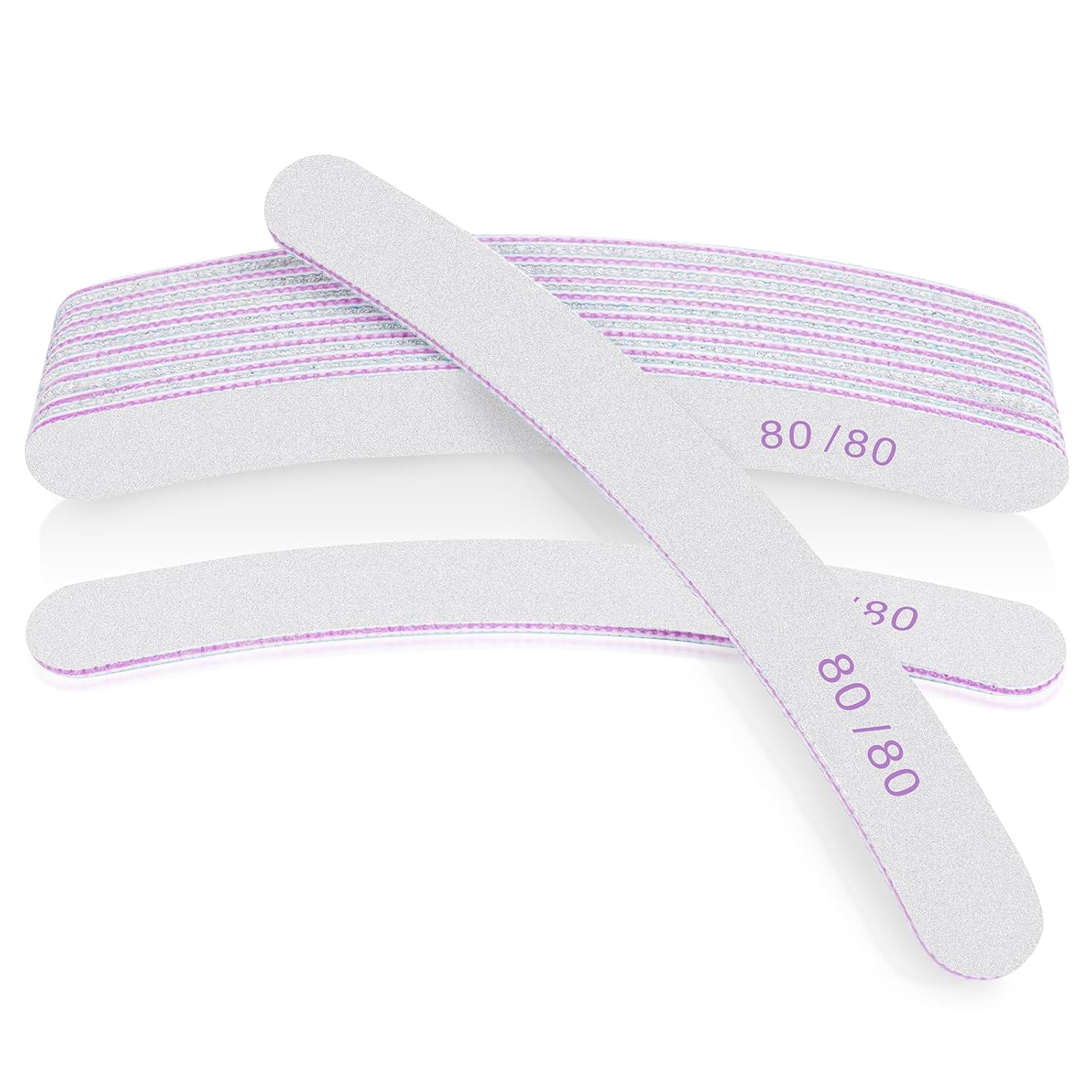 LOPHE Professional Nail File, 80/80 Grit Nail Files, Set of 10 Nail Files, Double Sided for Nail Care and Nail Styling in Nail Studio and Home