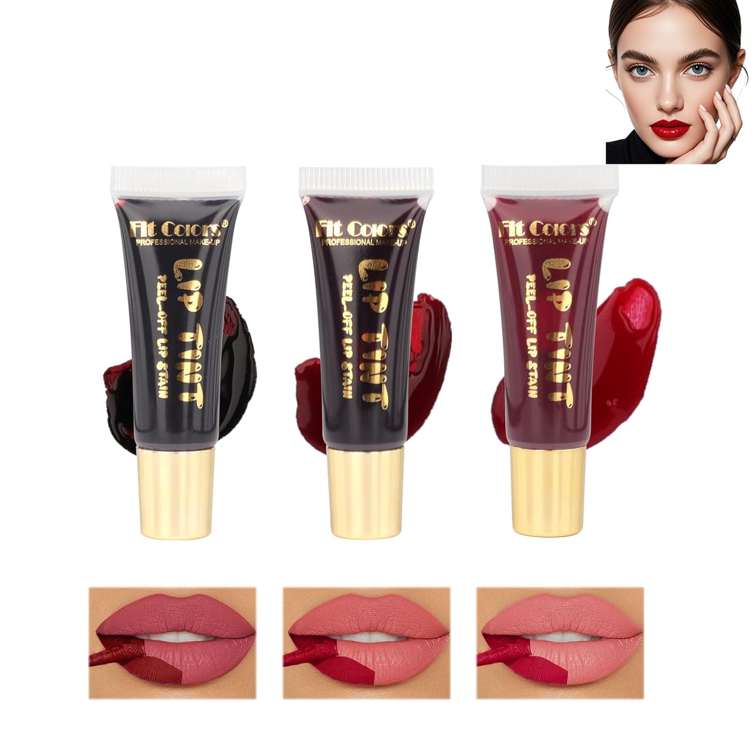 3 Colors Lip Tint Peel Off, Removable Peel Off Lipstick, Transfer Proof Peeling Off Lip Stain, Matte Magic Lip Tattoo Peel Off, Non-Stick Cup Tinted Lip Stain, Lipstick Set for Girls Makeup