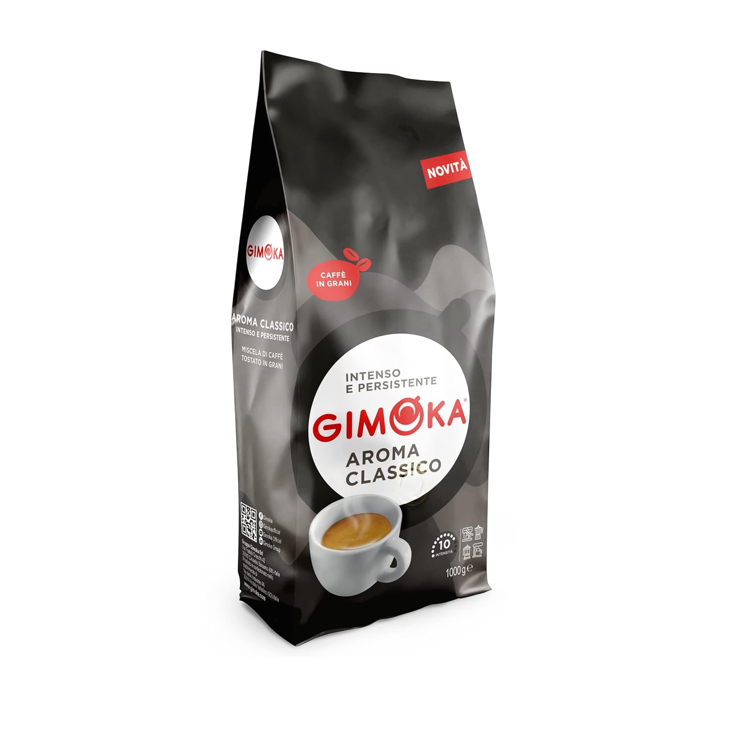 Gimoka Coffee Beans - 1kg - Classico Blend - Intensity 10 - Made in Italy - 1kg Pack