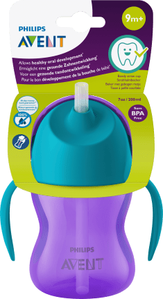 Philips Avent Straw cup with handles 200ml, from 9 months, purple, 1 pc