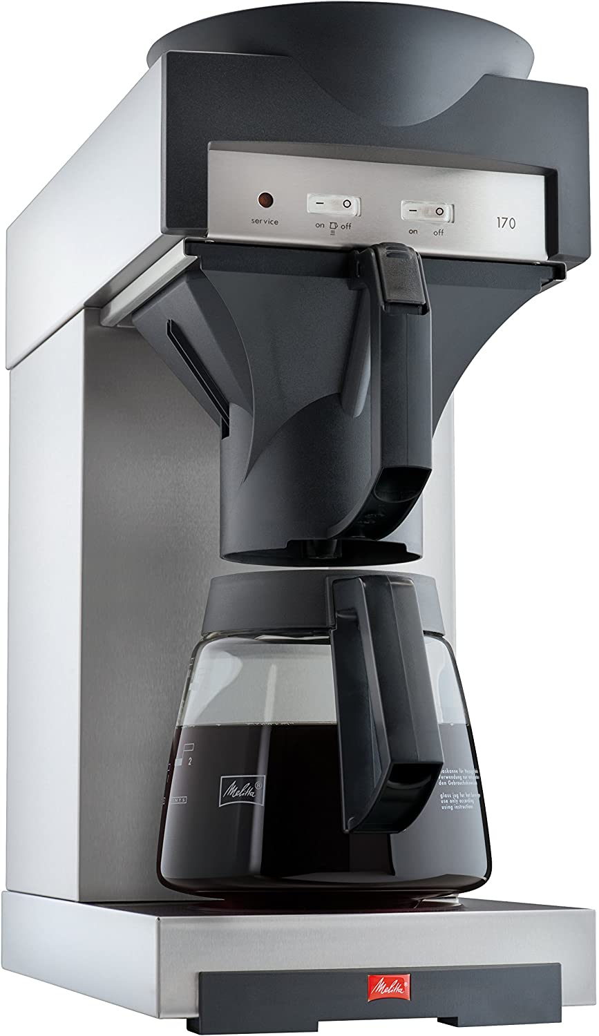 Melitta Professional Melitta 20348 Filter Coffee Maker with Glass Jug, 1.8 L, Warming Plate, 17 M, Stainless Steel/Black