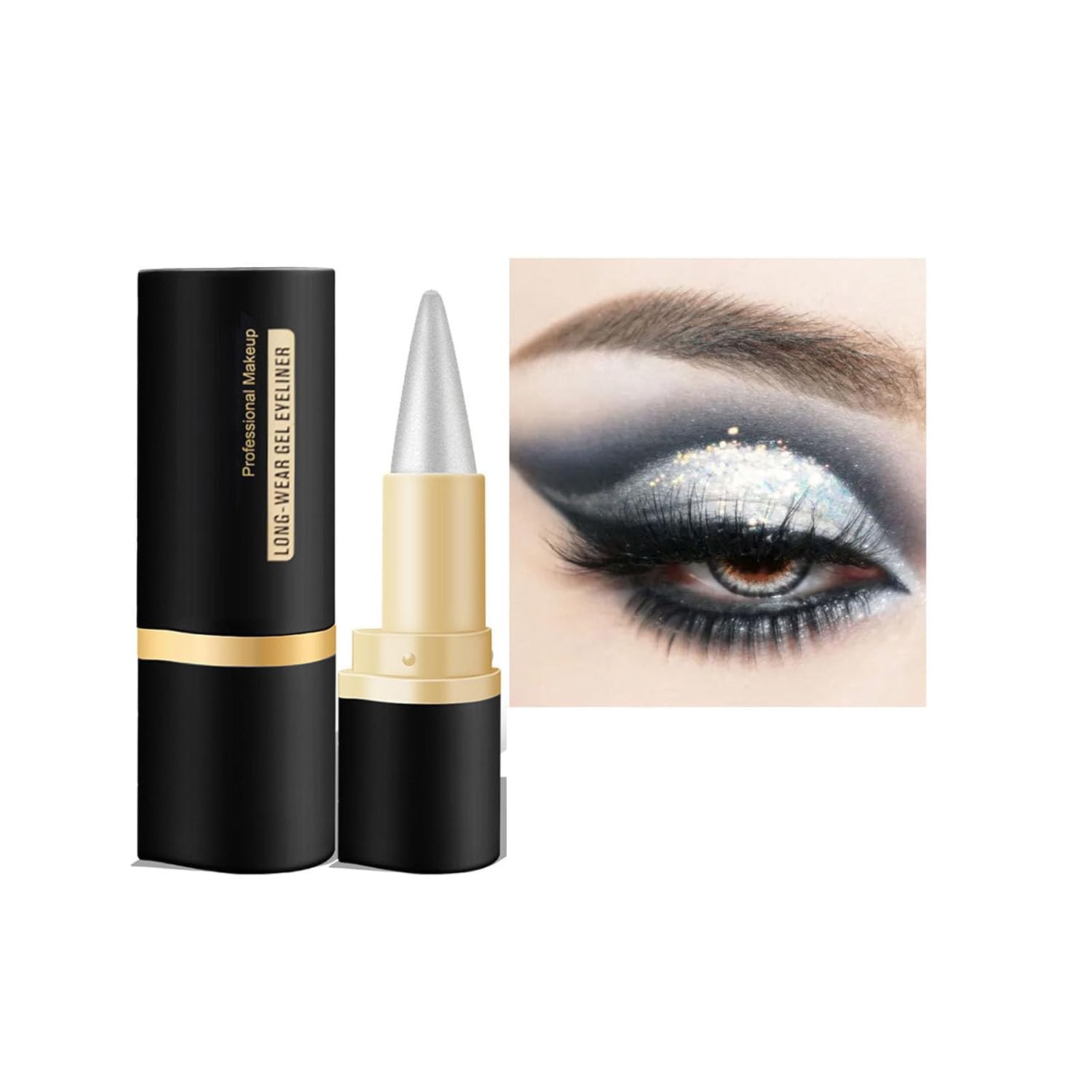 Eyeliner Waterproof - Eyeliner Pen Gel, Quick-Drying Eyeliner Pen, for the Ideal Eyeliner An Everyday Long Lasting Eye Make-Up (Silver)