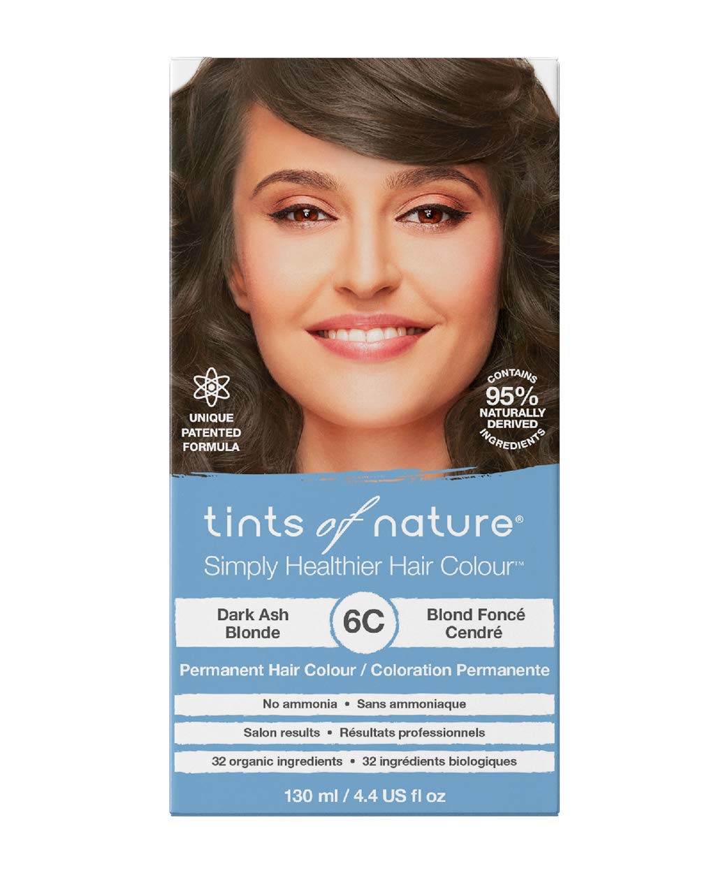Tints of Nature Dark Ash Blonde Permanent Hair Dye 6C Nourishes Hair & Covers Greys - Single Pack, ‎dark (6c)