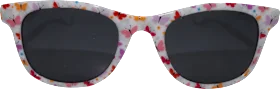 Sunglasses kids white frame, colorful butterflies, 1 piece