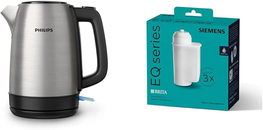 Philips Daily Collection Metal Kettle Spring Lid & Siemens Brita Intenza Water Filter TZ70033A