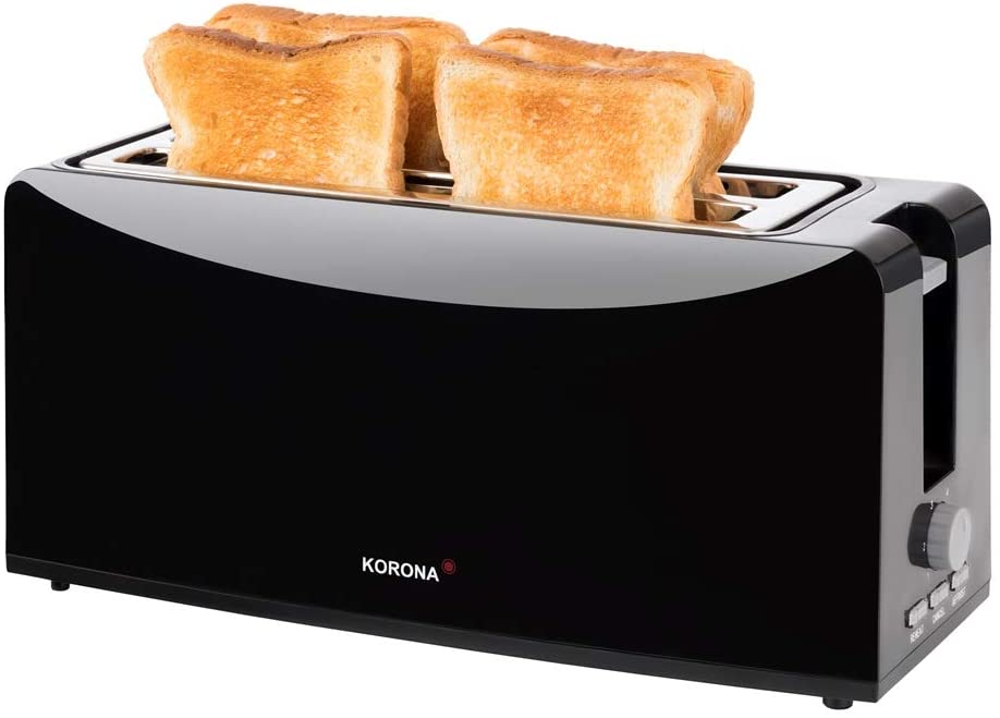 Korona 21043 Toaster | White | 4 Slice Long Slot with Bun Attachment