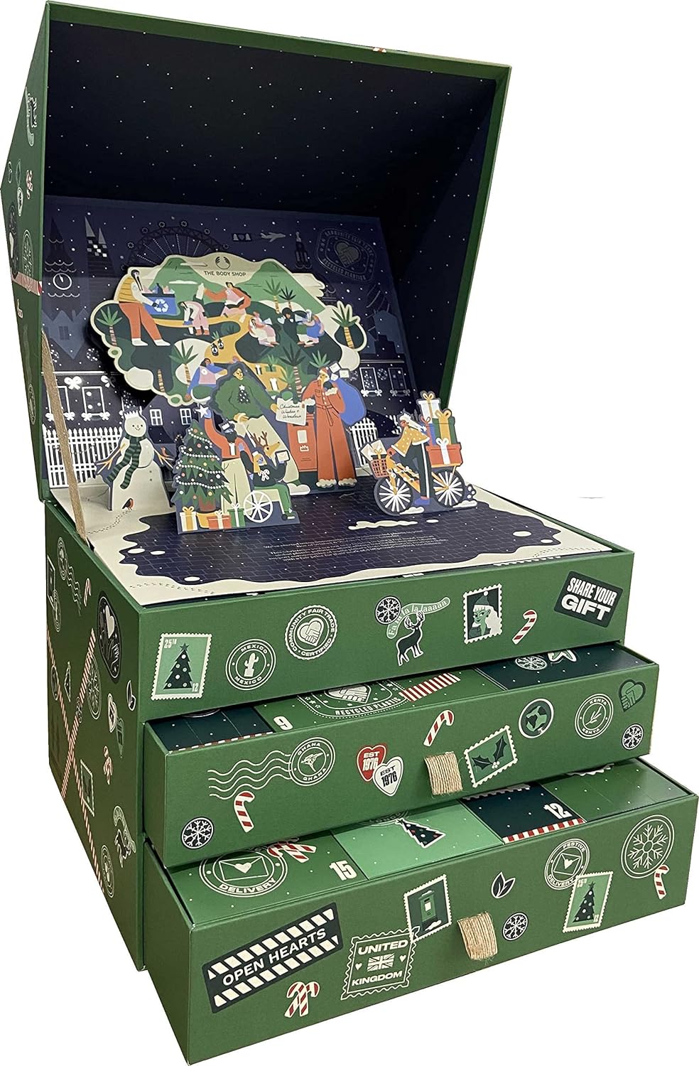 The Body Shop - Bodyshop - Advent Calendar 2022 - Advent Calendar - Box of Wishes & Wonders - XL - Green - Beauty - Limited Edition