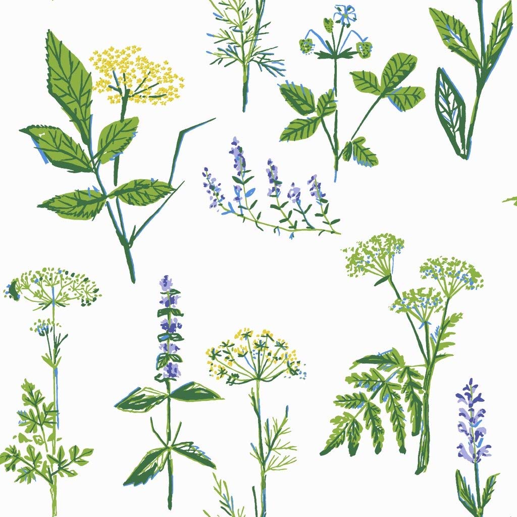 Lisbet Jobs 1789 Non-Woven Wallpaper Summer Flowers Multicolor on White Mat