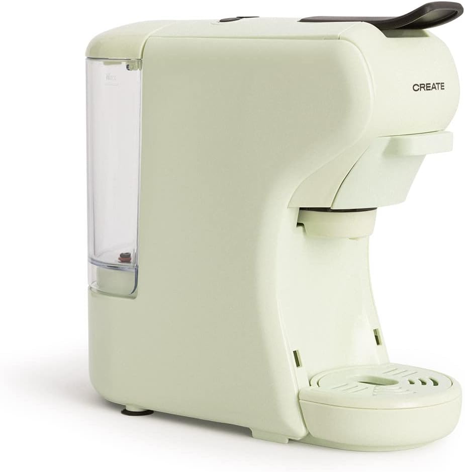 CREATE / Potts Coffee Machine for Multi-Capsule and Ground Coffee in Pastel Green/Small, Lightweight and Compact, Programmable, 1450 W, Easy Cleaning