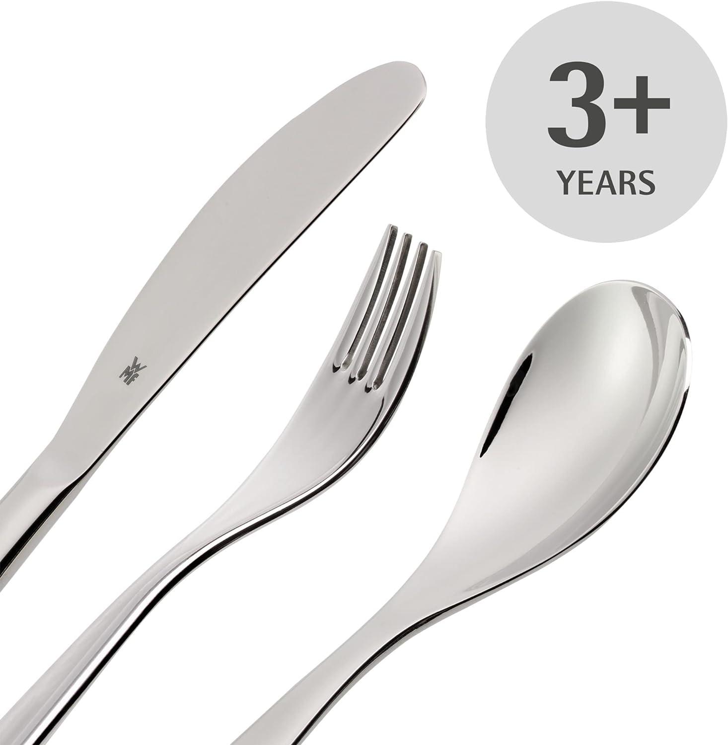 WMF Animals Children\'s 4-Piece Crockery Set, Ages 3 Years and Above, Polished Cromargan Stainless Steel, Dishwasher-safe