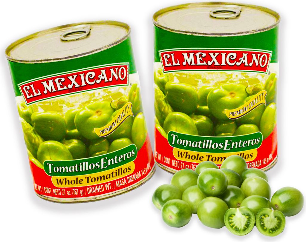 Whole Green Tomatoes Can - (Pack of 2) 767g each Tomatillos Enteros from El Mexicano - perfect for Salsa Verde