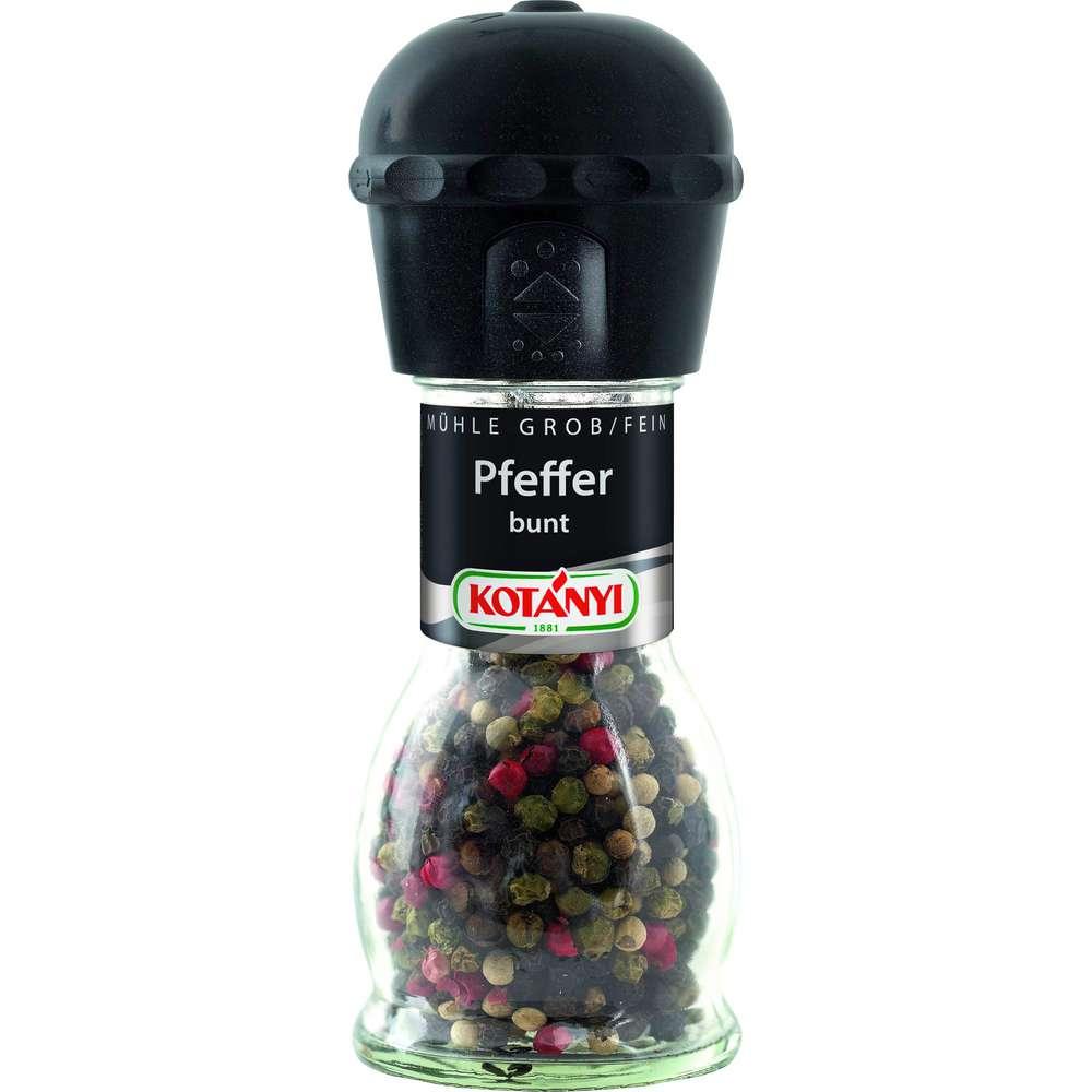 Whole, colorful pepper mill