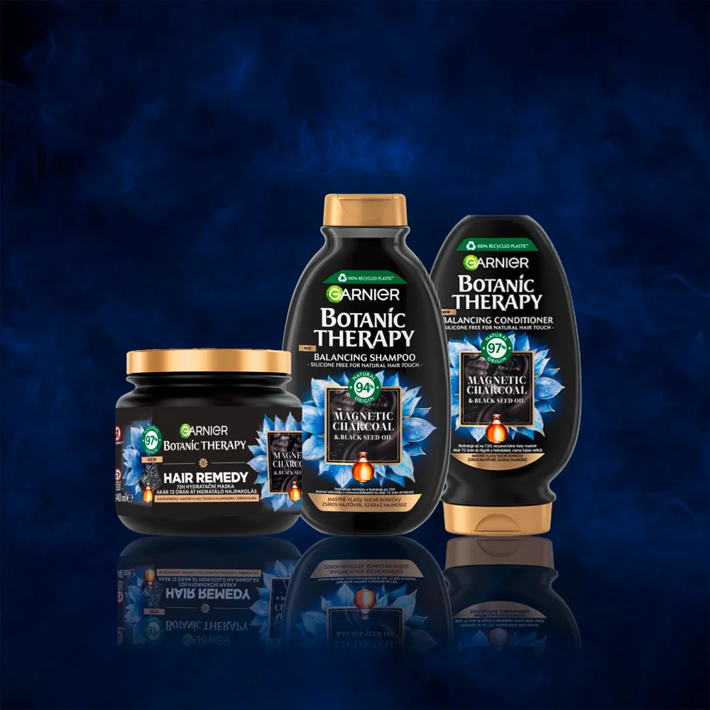 Garnier Botanic Therapy Magnetic Charcoal Shampoo for oily hair and dry hair ends