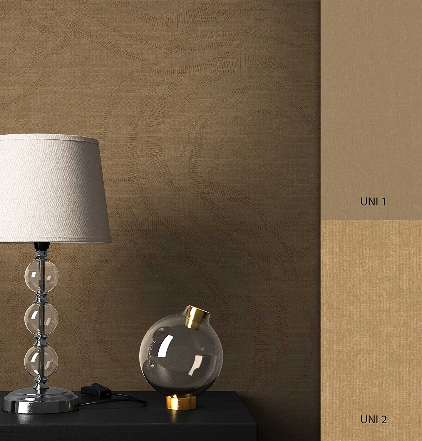 Newroom, Gold Geometric Graphics Textile Look Non-Woven Wallpaper Non-Woven