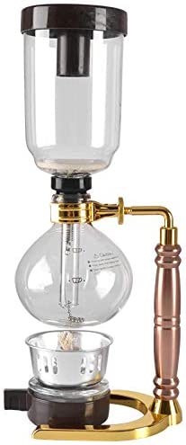 ACAMPTAR Japanese Style Siphon Coffee Machine Tea Siphon Pot Vacuum Coffee Machine Glass Coffee Machine Filter 3 Cups Gold