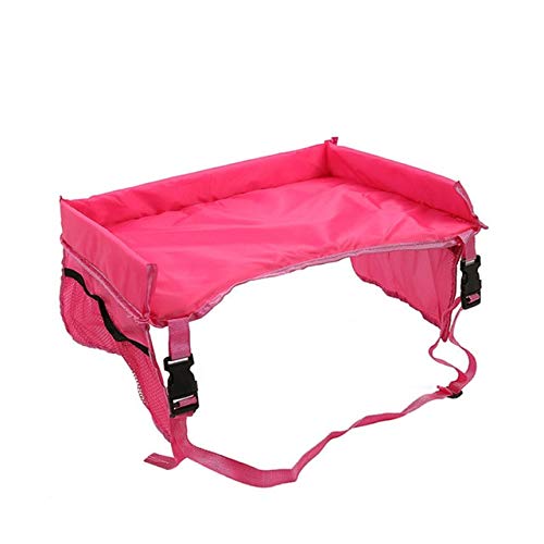KGCA Children\'s Portable Table for Car New Child Table Storage 40 x 32 cm Baby Car Seat Tray Pram Children Toy Food Water Holder Desk Pink