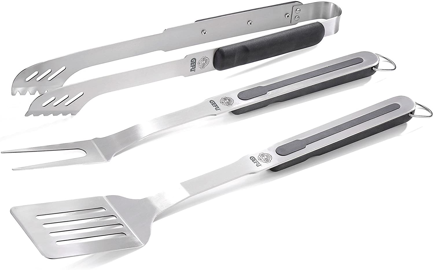 Gefu BBQ Barbecue Cutlery, 3-Part, Barbecue Tongs, Barbecue Fork, Turner, Stainless Steel, Plastic, 48 cm, 89159