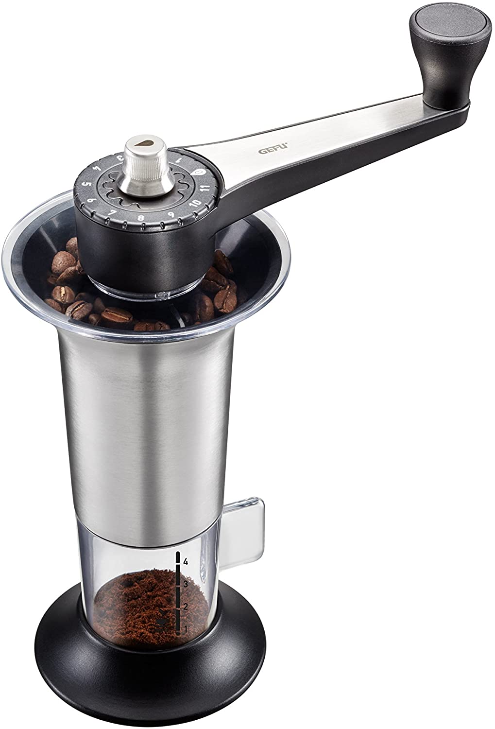 Gefu Lorenzo 16330 Coffee Grinder for Grinding Coffee Beans Stainless Steel for Espresso, Filter Coffee and French Press Coffee