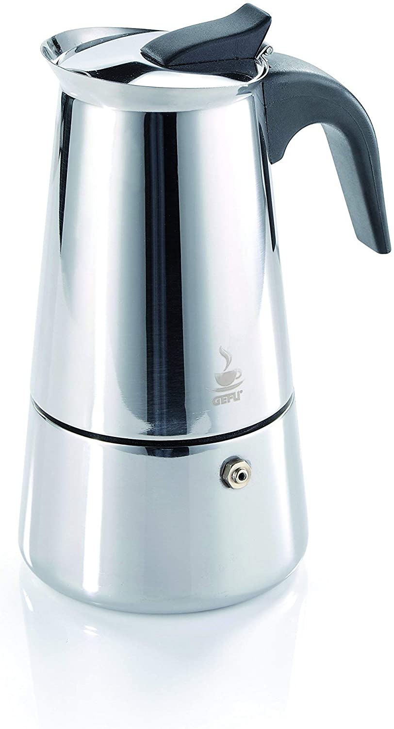 Gefu Espresso Maker Emilio, for Coffee, Suitable for Induction, Stainless Steel/ Plastic, 2 Cups, 16140