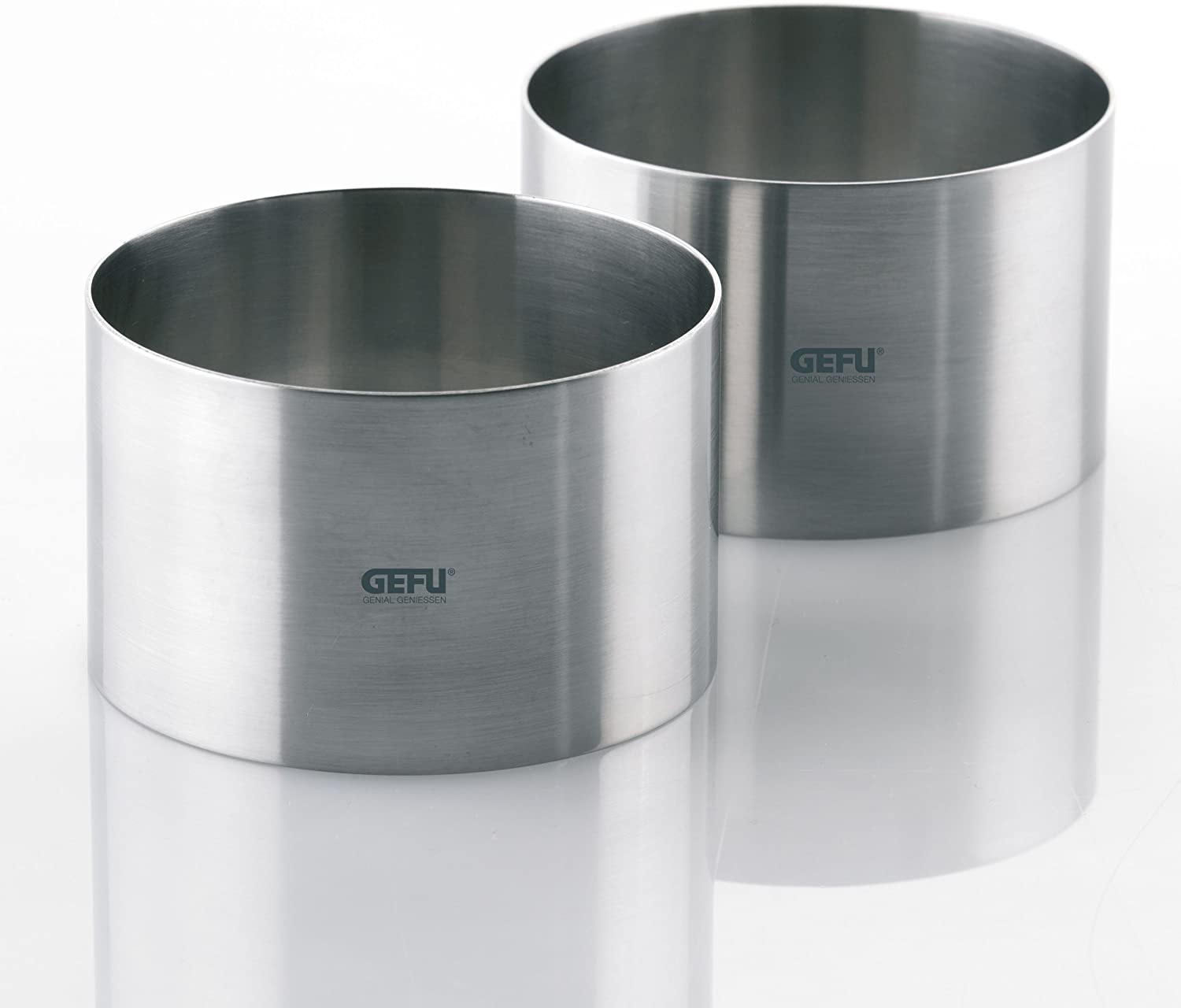 Gefu Rings for Starters and Desserts, Round, with Presser, Stainless Steel, 7.6 cm, 2 Pieces, 12160