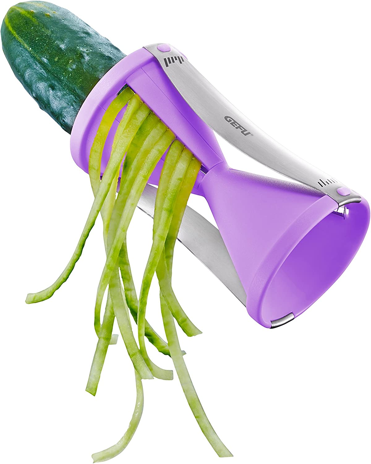 Gefu Spirelli Spiral Cutter Vegetable Slicer with Remnant Holder, Stainless Steel/Plastic, Purple, 89264