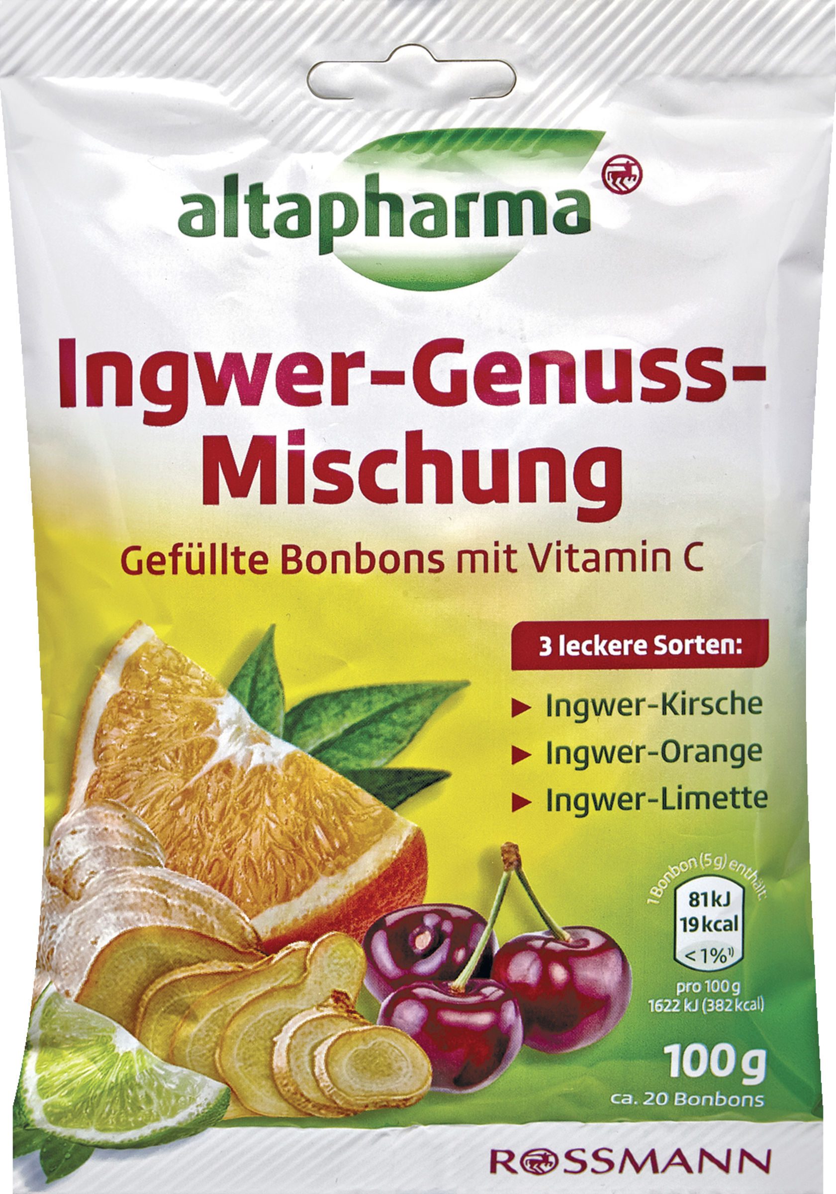 Filled ginger candies with vitamin C
