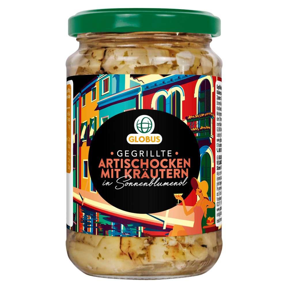 Grilled artichokes in a jar