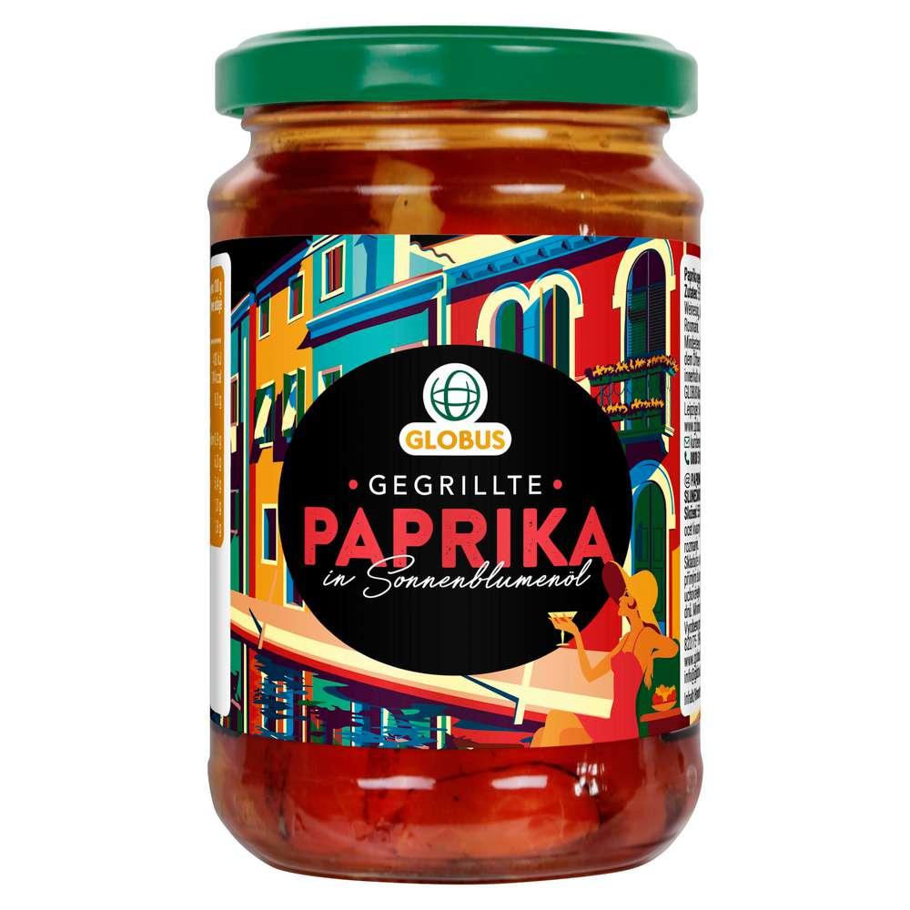 Grilled peppers in a jar