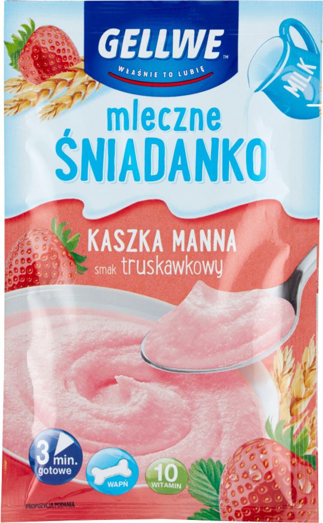 Gellwe Mleczne Śniadanko Kaszka Manna Erdbeergeschmack 50 G