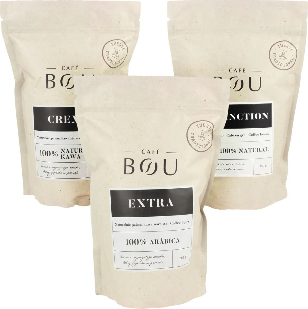 Ground coffee BOU Café NATURAL 3x 250g assorted flavors Espana, EXTRA, CREMA, DISTINCTION