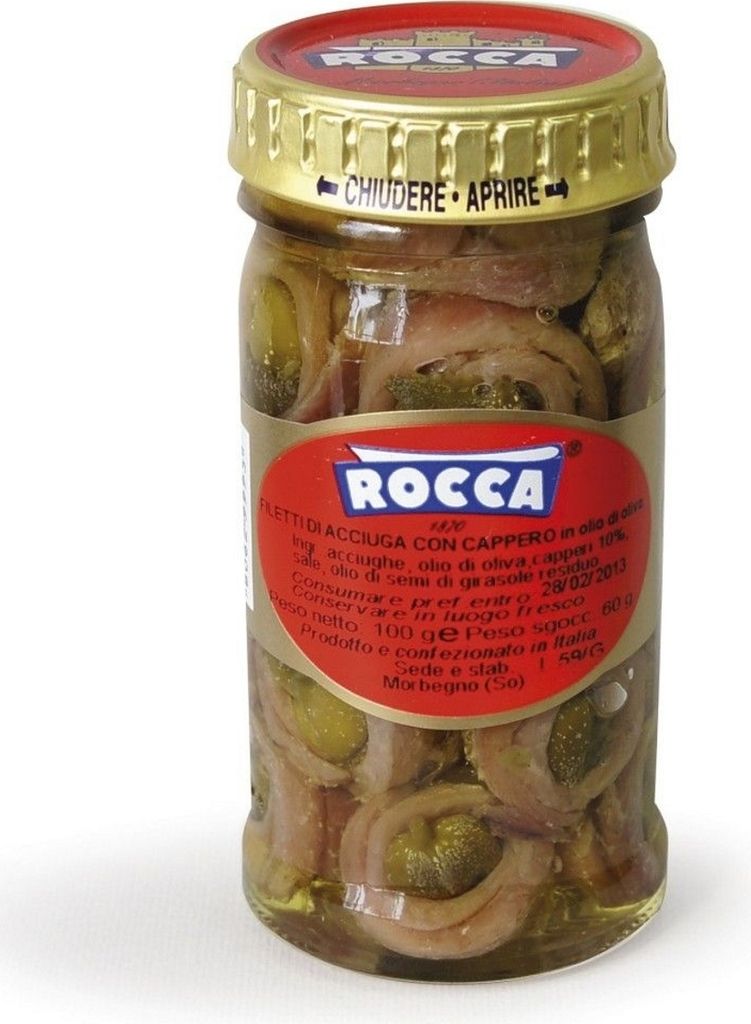 Gerollte Sardellen mit Kapern 106 ml. - Rocca 1870