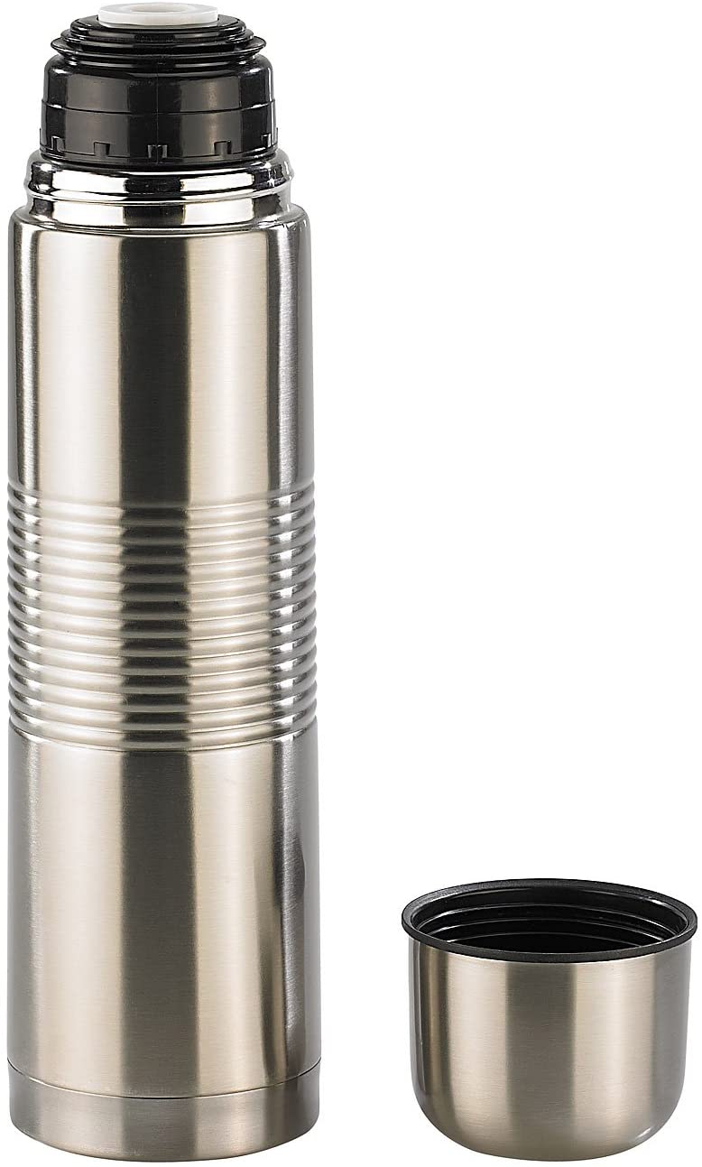 ROSENSTEIN & SOHNE Rosenstein & Söhne Thermal Flask with Cups Thermal Cup: Stainless Steel Insulated Flask with Cup in Lid, 1.0L (Insulated Flask for Winter, Ski Lod, Hiking, Ski Holiday)