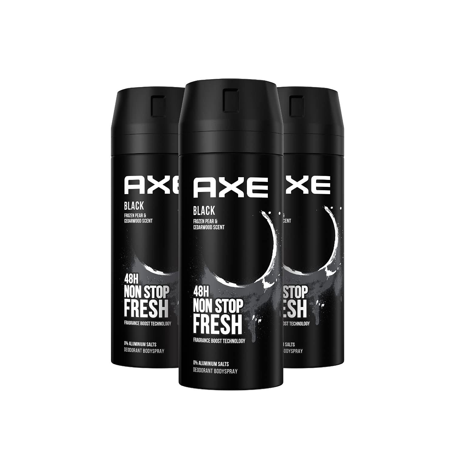 Axe Body Spray for a long-lasting fragrance Black without aluminum salts, 3-pack (3 x 150 ml)