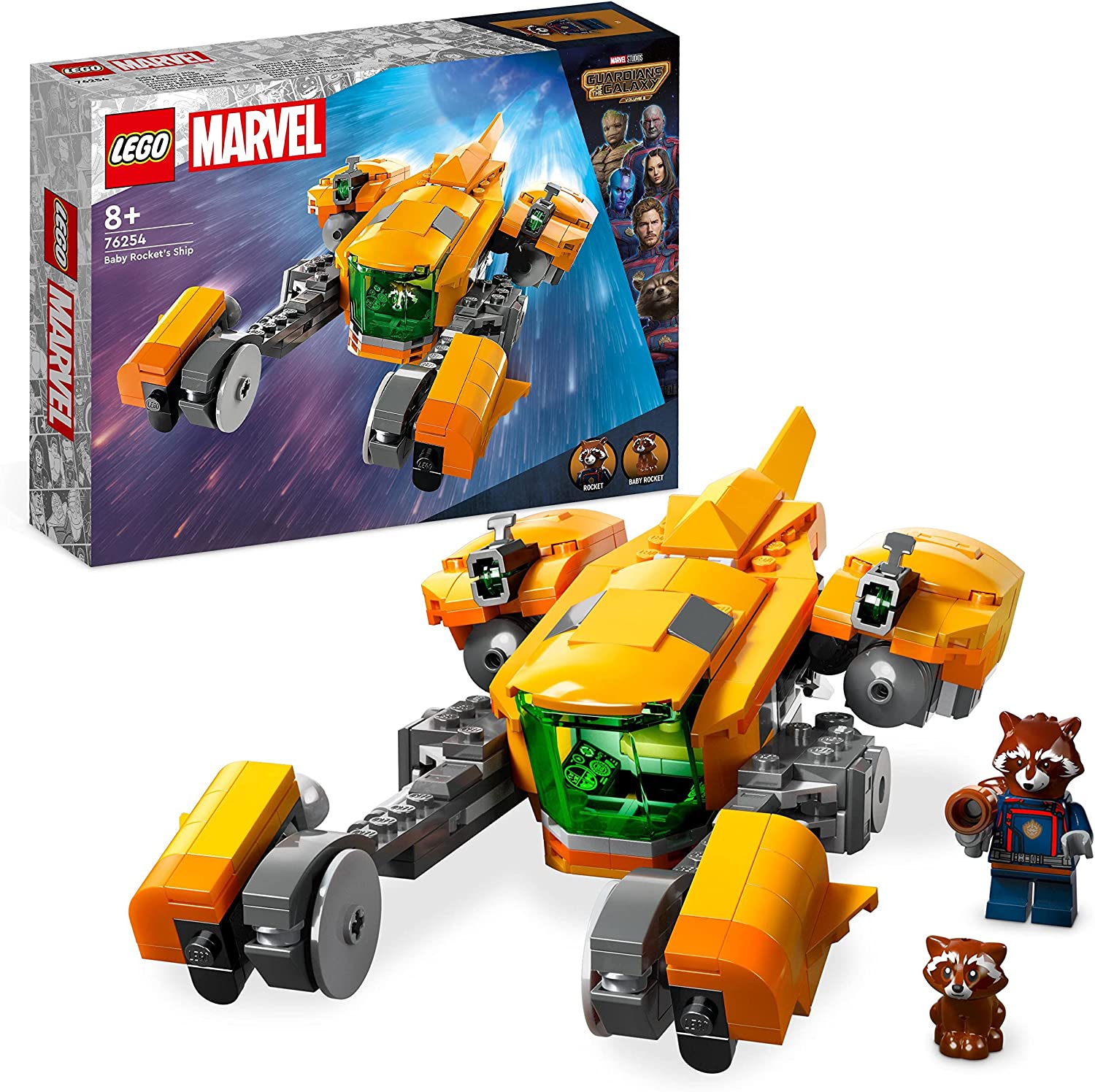 LEGO 76254 Marvel Baby Rockets Ship, Guardians of the Galaxy Volume 3 Build Toy for Kids with Superhero Mini Figure and Spaceship, Space Set