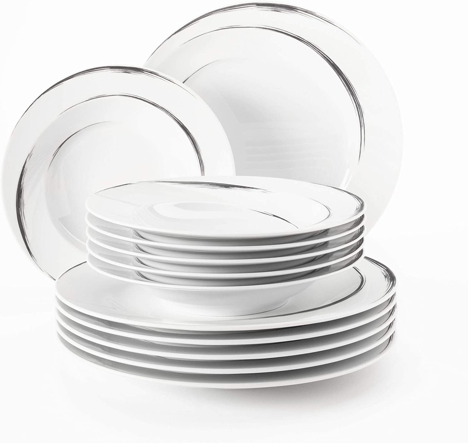 Seltmann Weiden 001.745486 Paso Grey Brush Dinner Service 12 Pieces