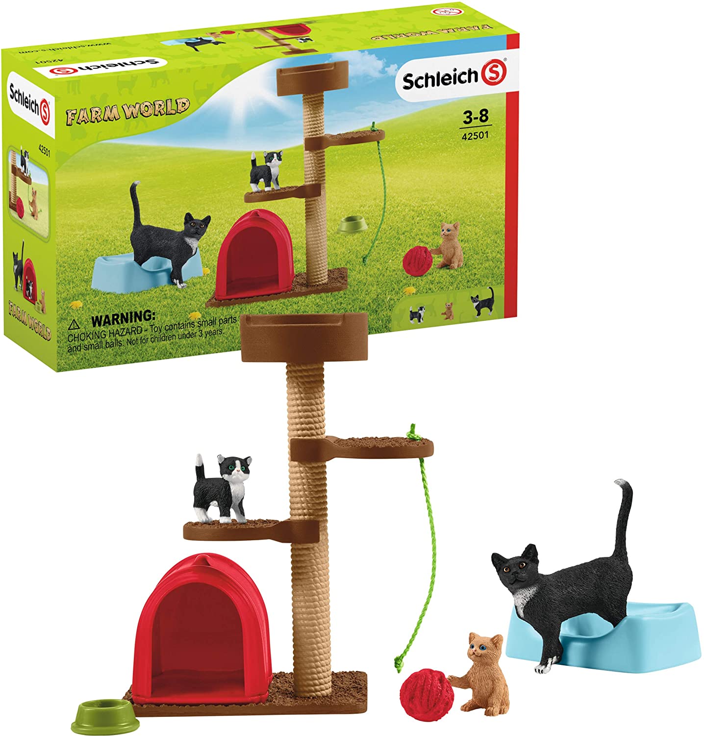 Schleich Farm World Playset - Fun With Cute Cats, Toy from 3 Years, 42501