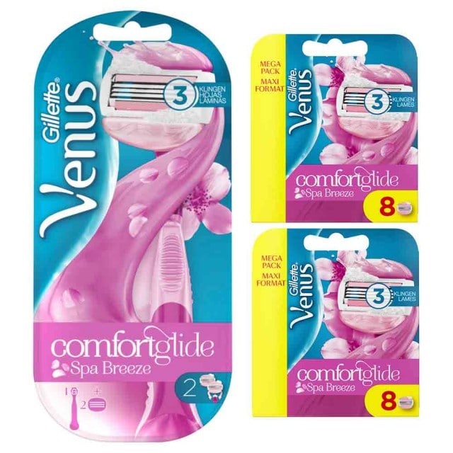 Gillette Venus Comfortglide Spa Breeze Razor + Gillette Venus Comfortglide Breeze Spa System Blades 16er