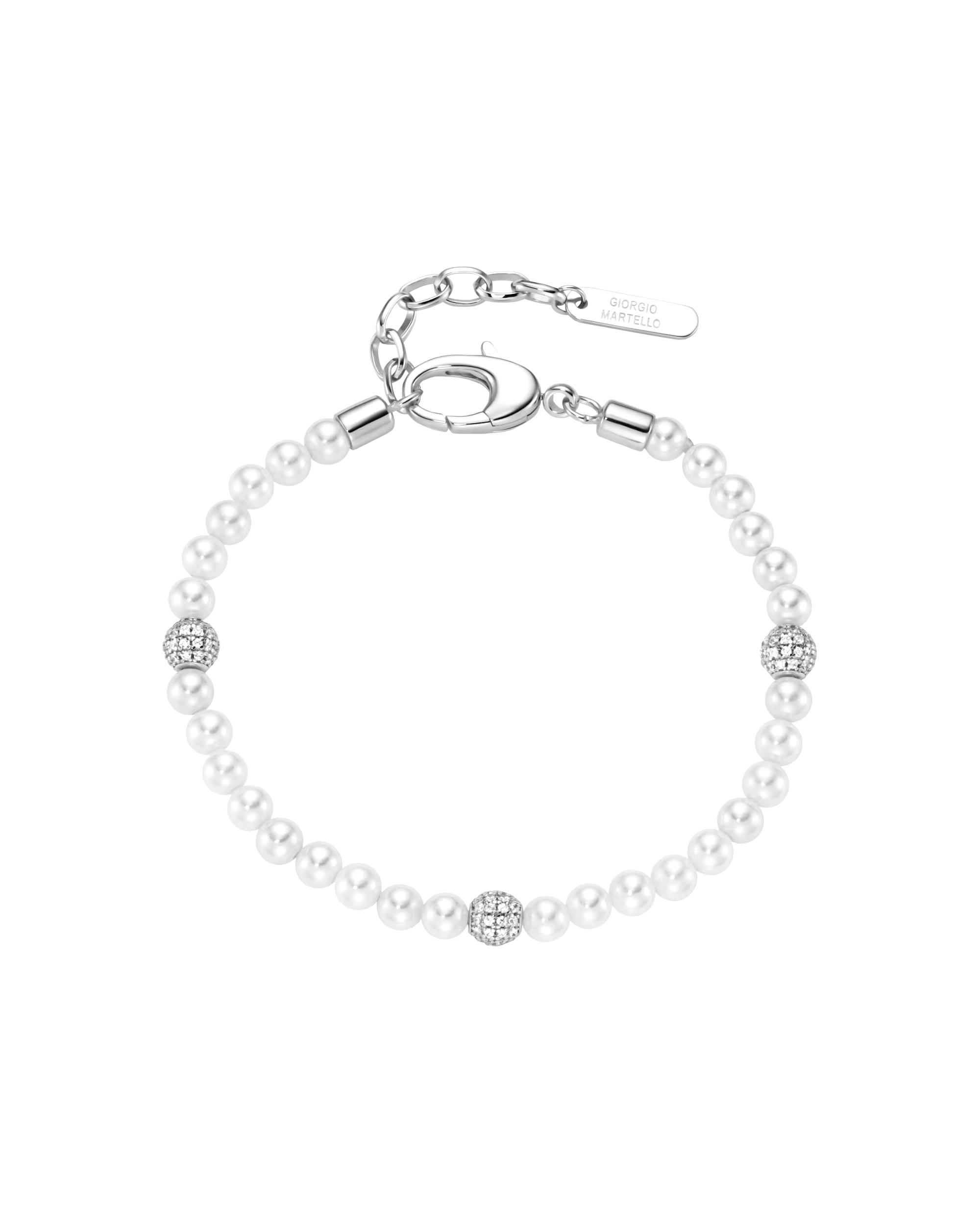 Giorgio Martello Milano bracelet bracelet with white zirconia and shell pearls, silver 925