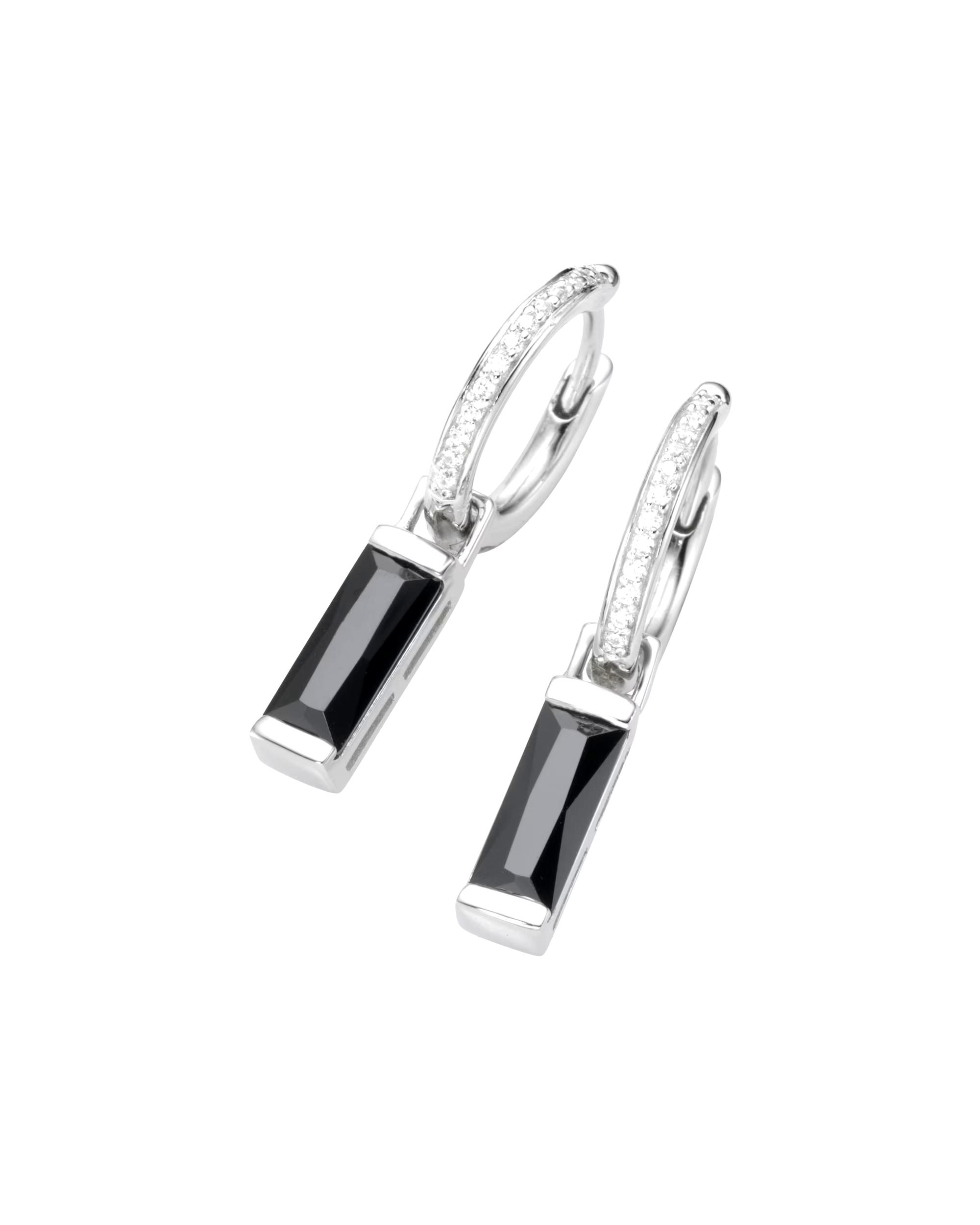 Giorgio Martello Milano earring folding hoop earrings with hangings, zirconia white and black, silver 925