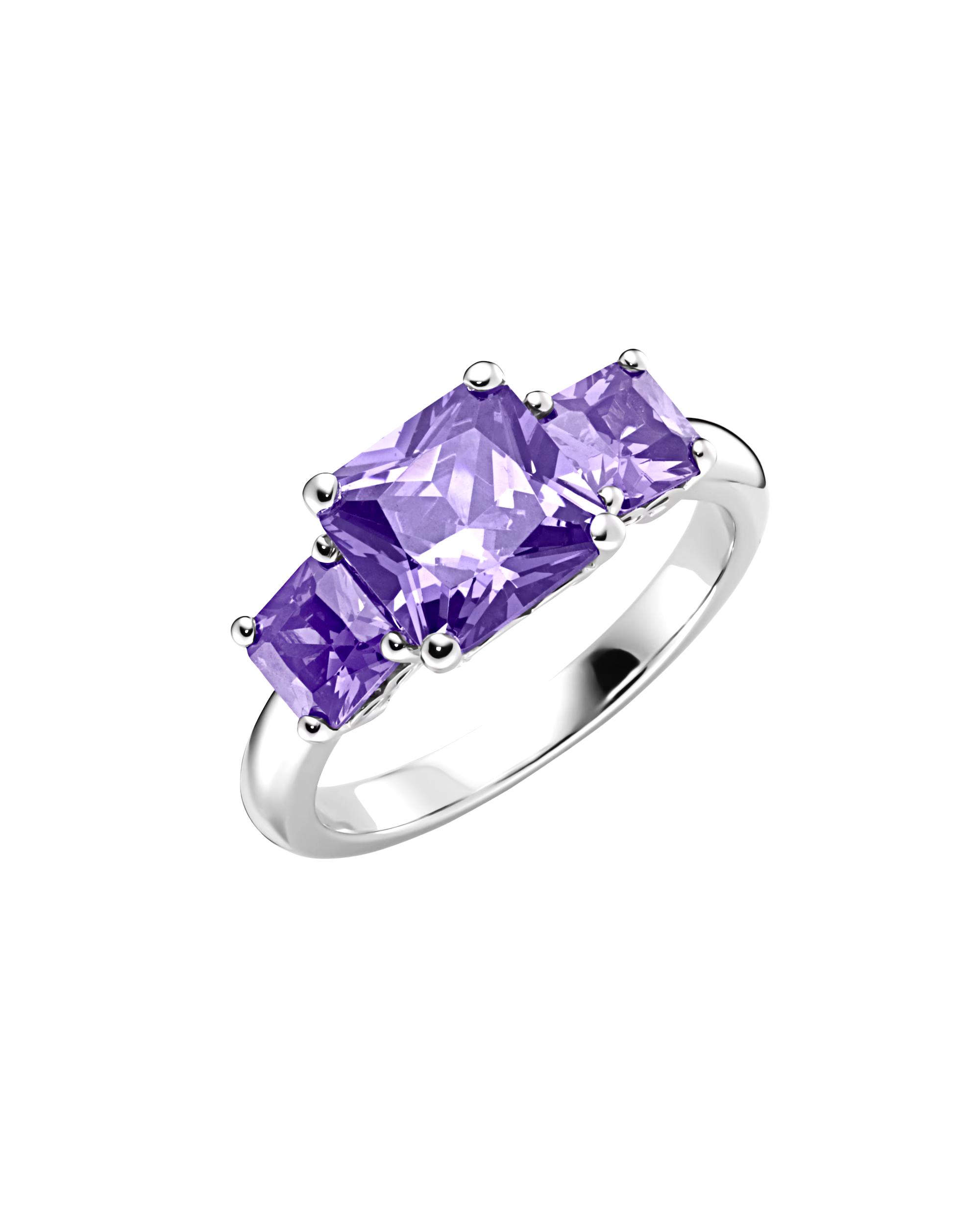 Giorgio Martello Milano Ring Ring with purple zirconia stones, silver 925