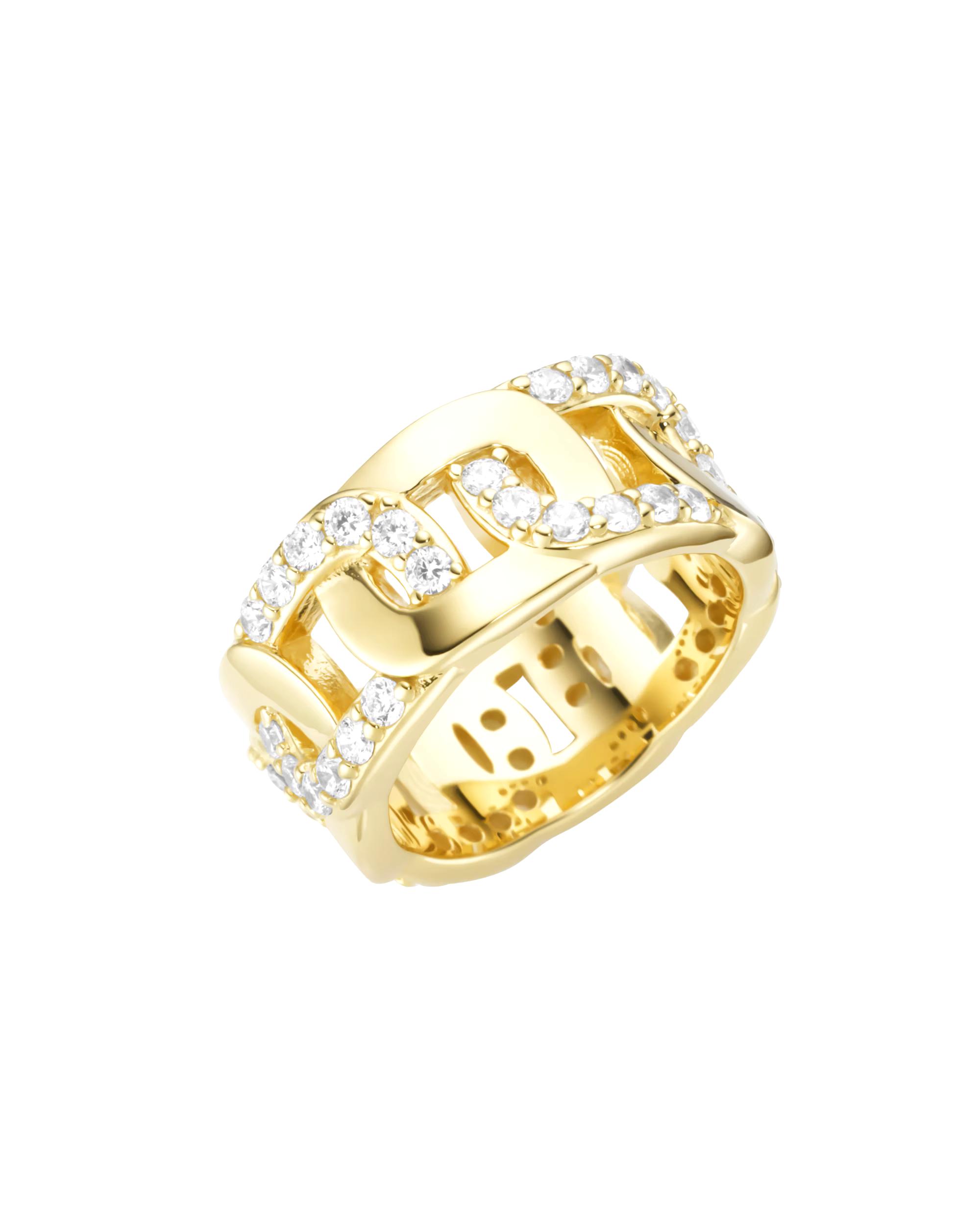 Giorgio Martello Milano Ring Ring with white zirconia, gold plated, silver 925