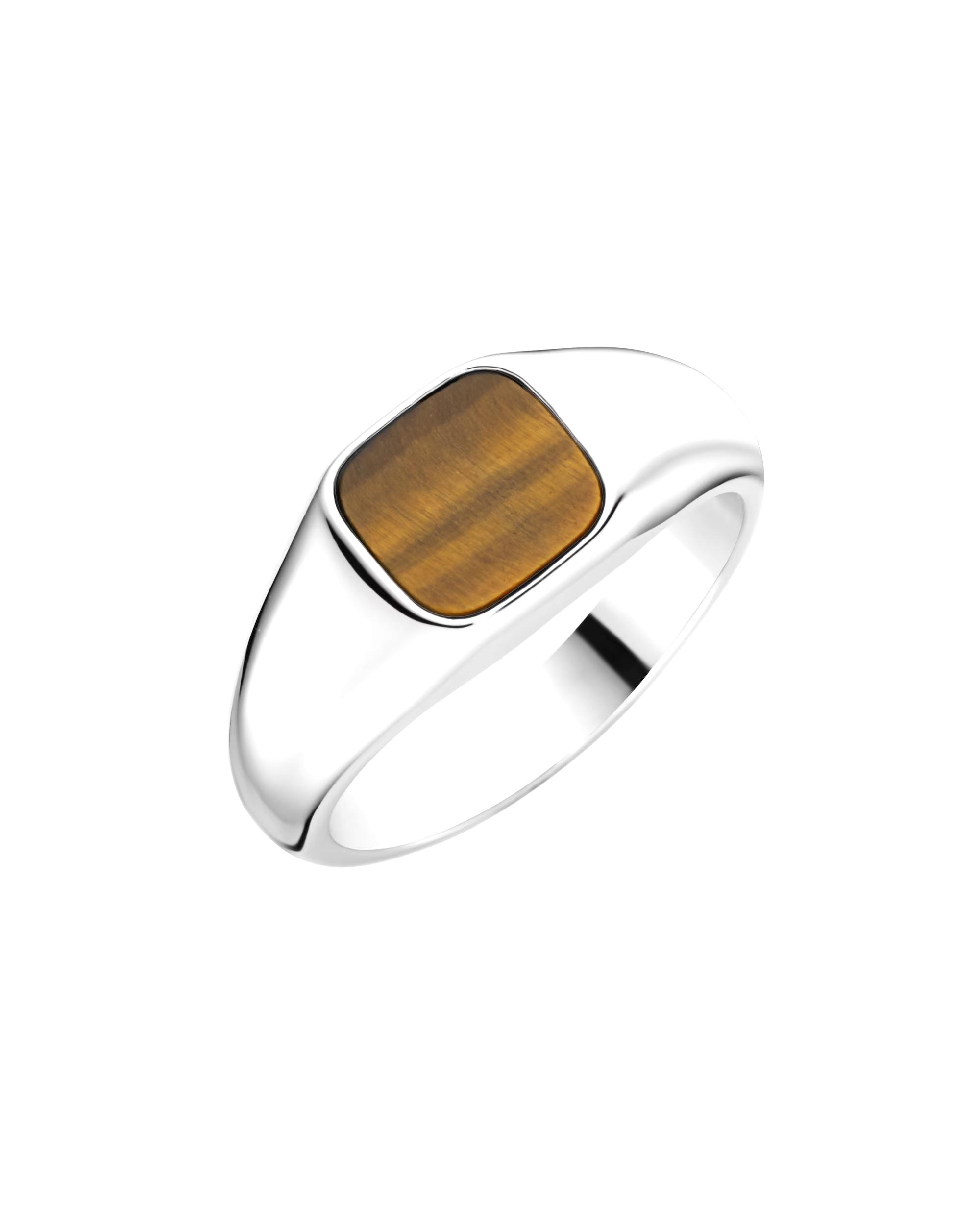 Giorgio Martello Milano ring ring signet ring with tiger eye, silver 925