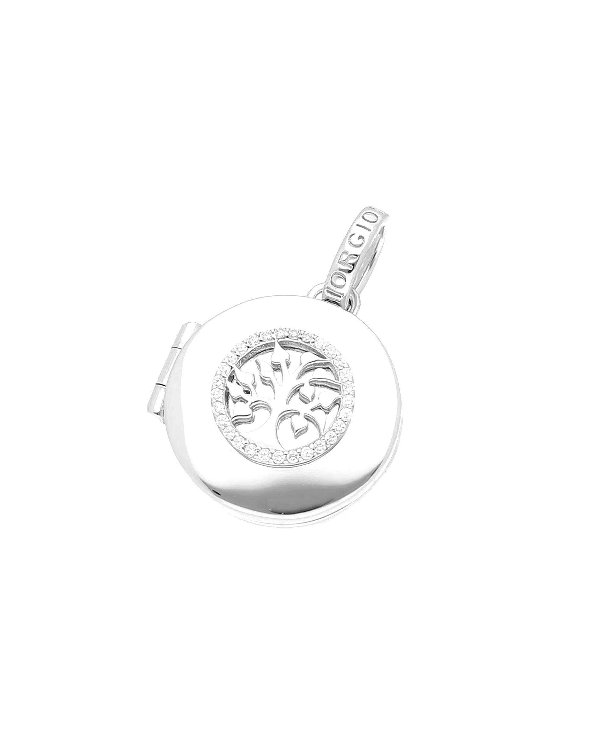 Giorgio Martello Milano jewelry pendant medallion tree of life with zirconia, silver 925