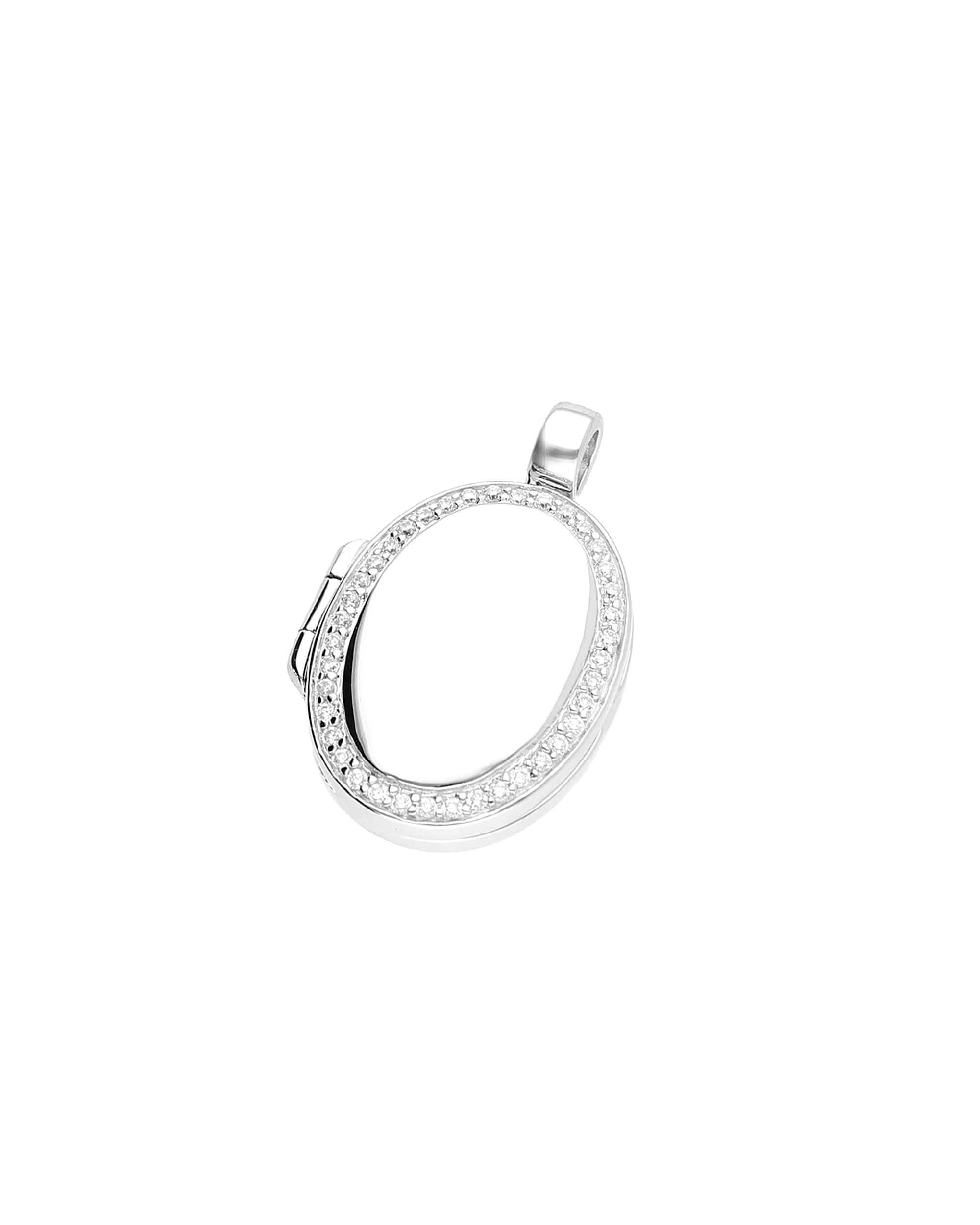 Giorgio Martello Milano jewelry pendant medallion oval with zirconia, silver 925