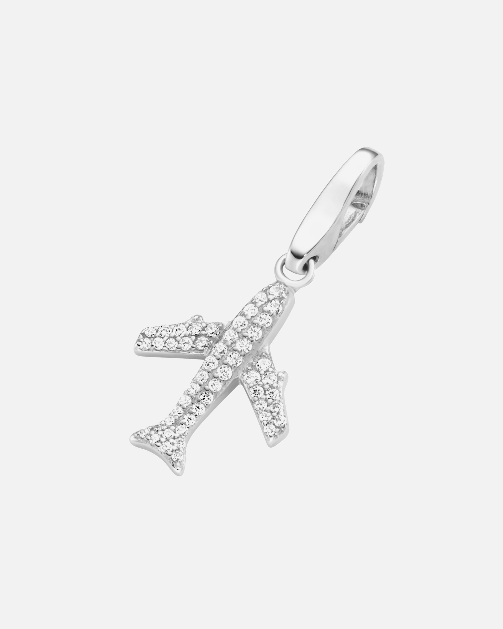 Giorgio Martello Milano jewelry pendant charm airplane with zirconia, silver 925